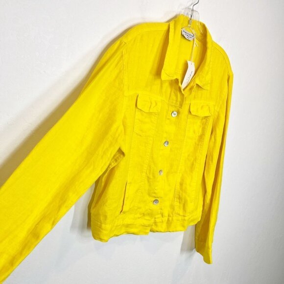 NWT Haris Cotton Long Sleeved 100% Linen Trucker Jacket Button up Size XL - Picture 4 of 10